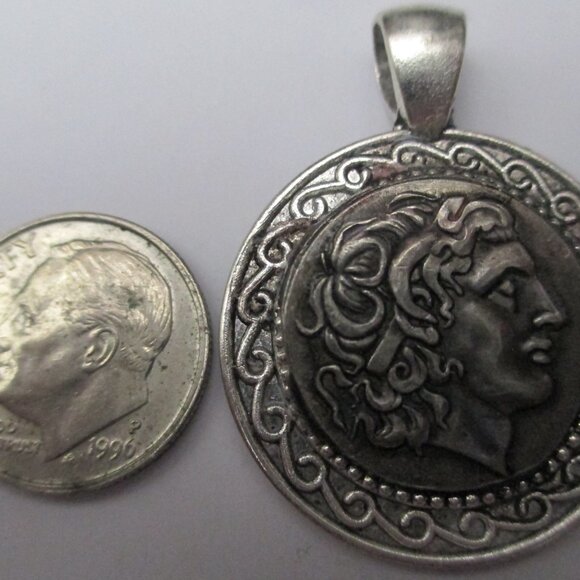 Alexander the Great with ram horns Ancient Greek coin pendant  High Relief - Picture 3 of 4